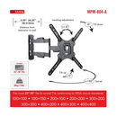 Corliving Full Motion Wall Mount for 23"- 55-inch TVs with Extension Arm up to 24" - New