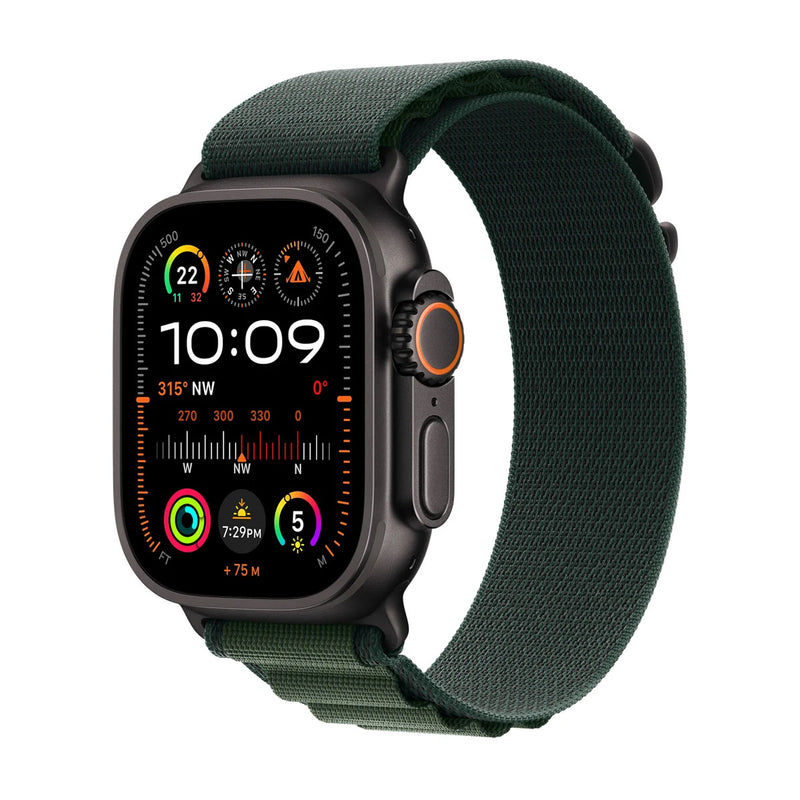 Apple Watch Ultra 2 GPS + Cellular / 49mm / Black Titanium / Green Alpine Loop / Large / MX4T3VC/A (2024) - New (1 Year Warranty)