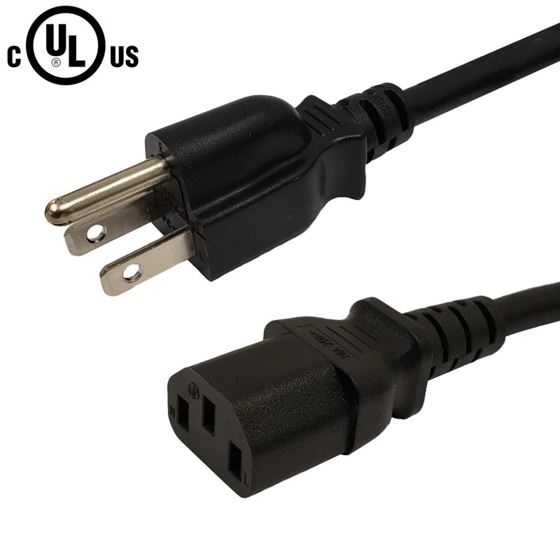 Right Angle AC Power Cord Cable 7.75 Feet (2.3m) / Black - Open Box (90 Day Warranty)