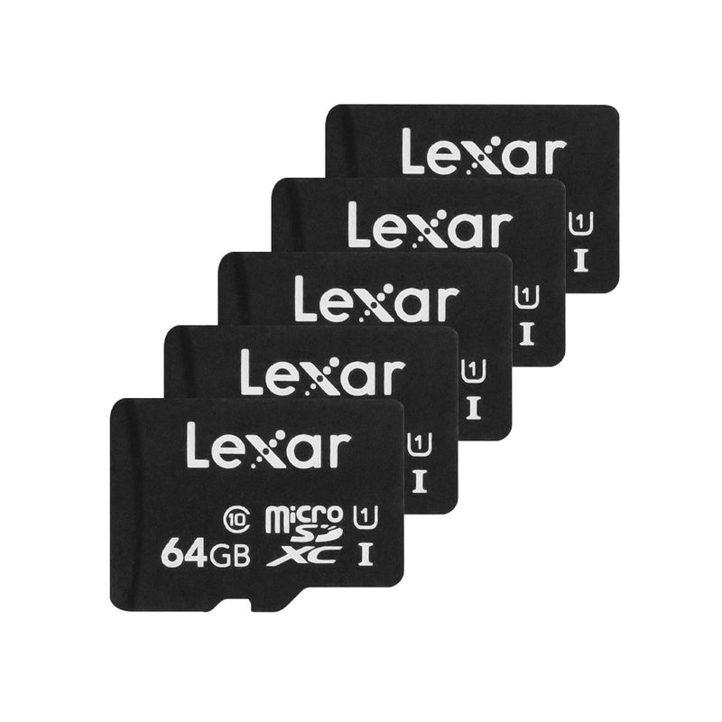 LEXAR Micro SD / HC Class 10 / 64GB / High Speed Memory Card ( 5-Pack ) ( 90 Day Warranty ) - Open Box
